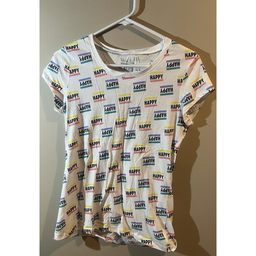 Wound Up Happy Screen Print Short Sleeve Tee Shirt Size Large 11-13